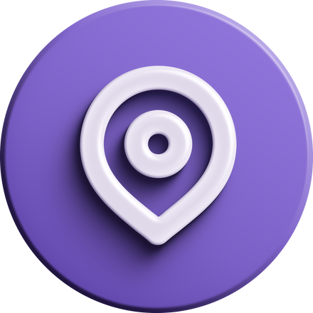 Purple round 3D location icon