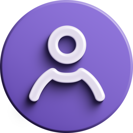 Purple round 3D user icon